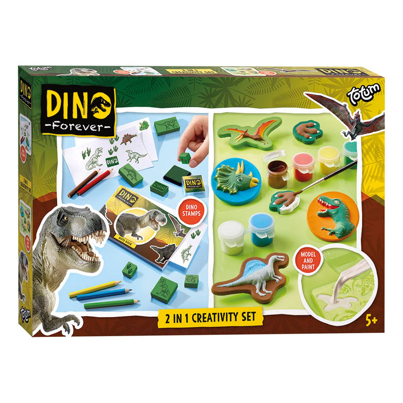 Totum Dino Forever - Juego de creatividad de yeso y color 2in1