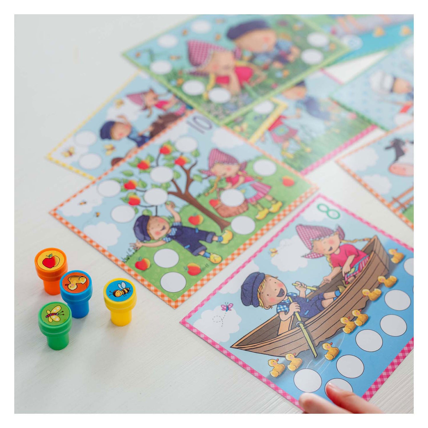 Bambolino fien teun creatieve stempelset, stempels en gekleurde kaarten - creatief, educatief speelgoed - boerderij speelgoed - vanaf 3 jaar - toys