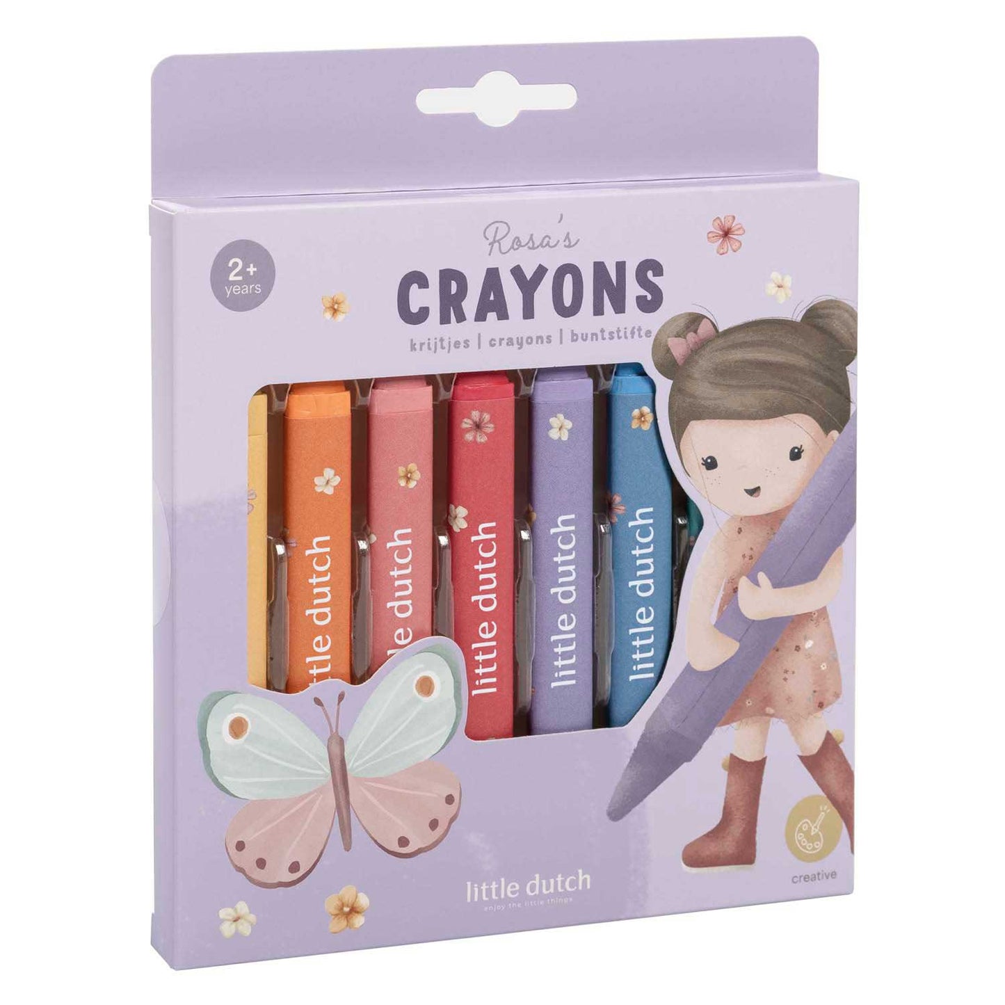 Crayones de cera Little Dutch rosa 8 piezas | 3 piezas