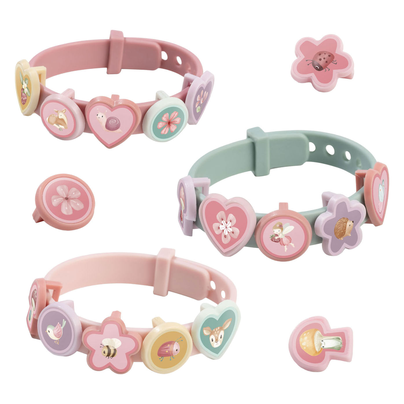 Pulseras deslizantes Little Dutch con dijes de jardín de hadas | 3 piezas