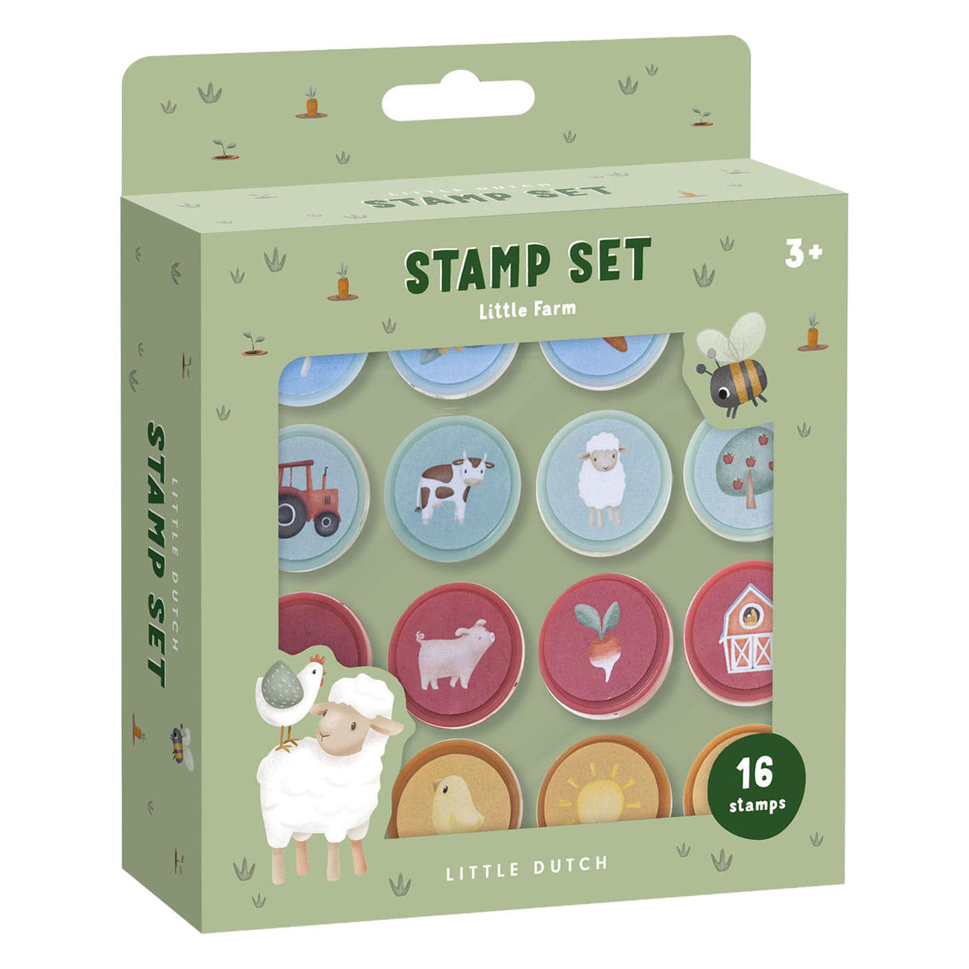 Little Dutch Little Farm Totum Stamp Set 12 piezas con tinta