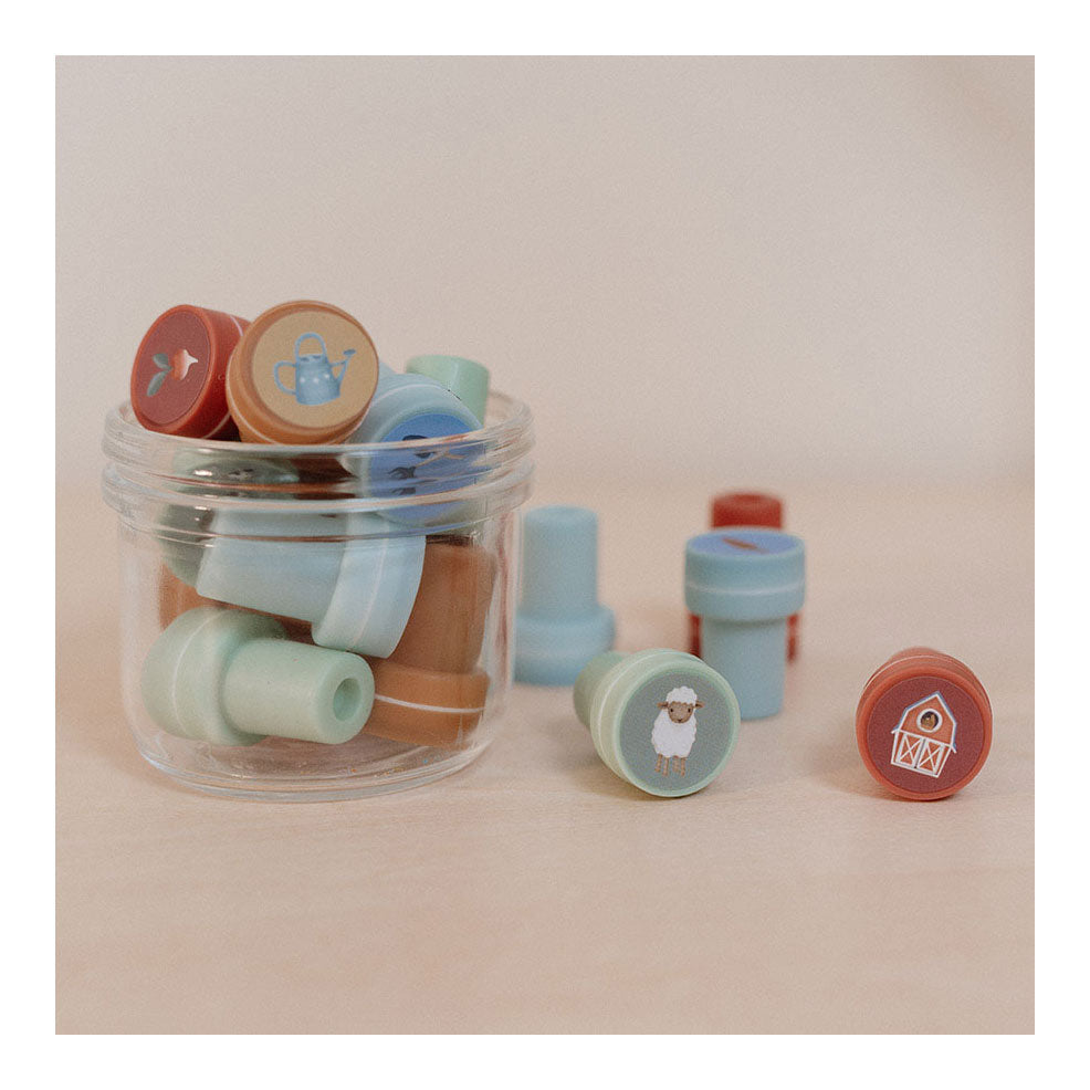 Little Dutch Little Farm Totum Stamp Set 12 piezas con tinta