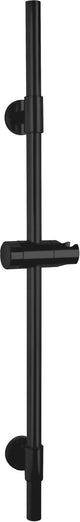 Asta doccia Wenko basic acciaio inox nero opaco, lunghezza 66 cm, diametro 19 mm, con supporto per soffione e 2 supporti a parete - asta scorrevole nero opaco