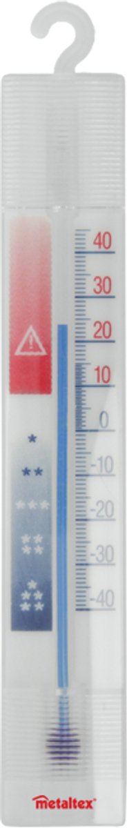 Metaltex - diepvriesthermometer - koelkast thermometer - 15,5 cm - polystyreen - wit