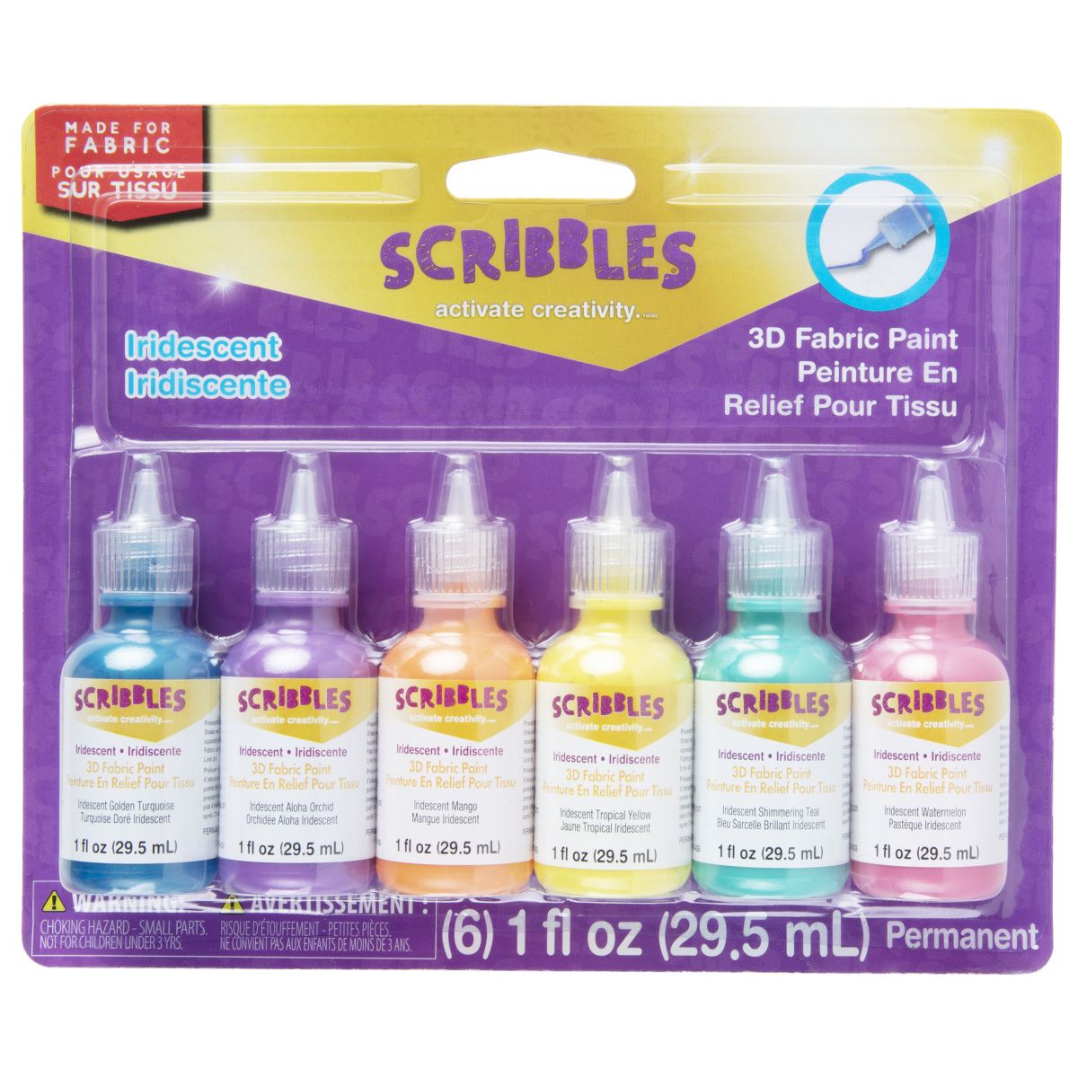 Scarabocchi • Pittura per tessuti 3D iridescente 6pz