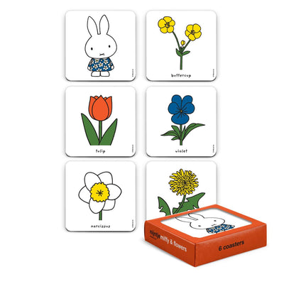 Posavasos Miffy y flores 6 piezas