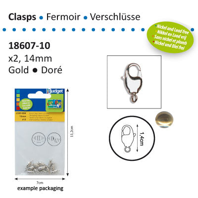 Vaessen creative • chiusura pesce 14mm 2 pezzi oro