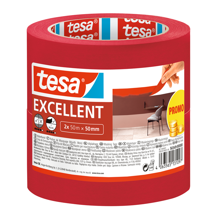 Tesa 1068967 - afplakband excellent promo 2 x 50m x50mm | 2 stuks
