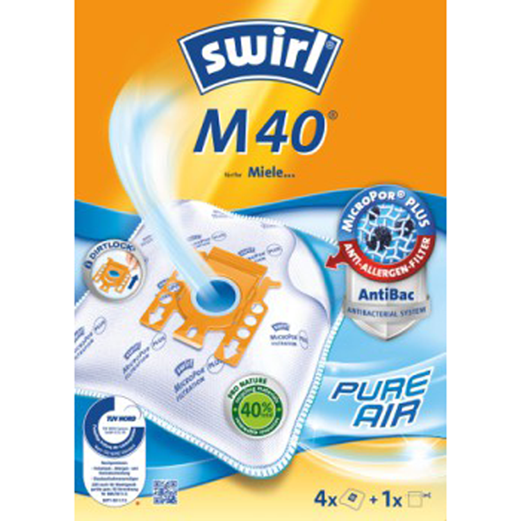 Sacchetto per aspirapolvere swirl m40 bianco