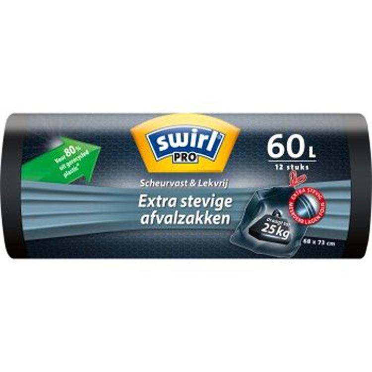 Vortice? 1067539 - Sacco per rifiuti swirl pro extra robusto 60 l 12 pezzi | 8 pezzi