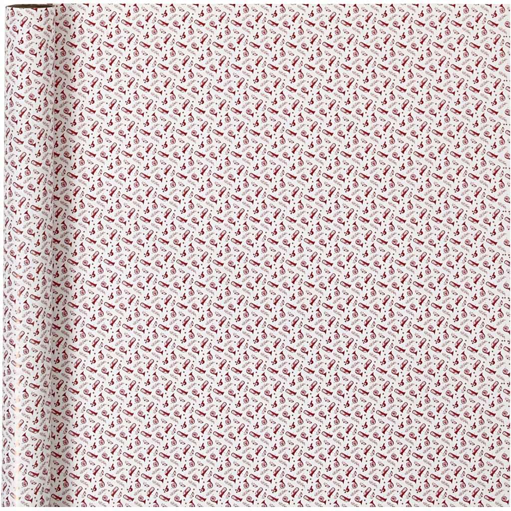 Papel de regalo Creativ company, trompeta, ancho: 70 cm, 80 gr, rojo, blanco, 4 m 1 rollo