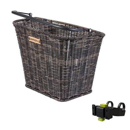 Basil Bremen Rattan Look KF - Canasta de bicicletas - Primero, incluido Basil KF Sterior Bow Boorter - Brown