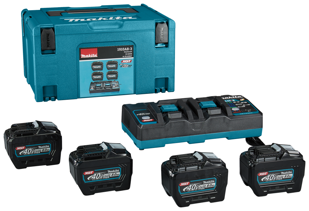 Kit avviamento batteria Makita xgt dc40rb 4xbl4080f