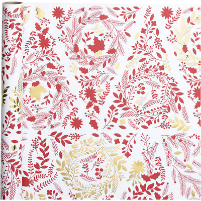 Creativ company inpakpapier, kerstbomen, b: 50 cm, 80 gr, goud, rood, wit, 3 m 1 rol