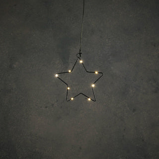 Edelman star nero bianco caldo 8led a batteria - d15cm | 6 pezzi