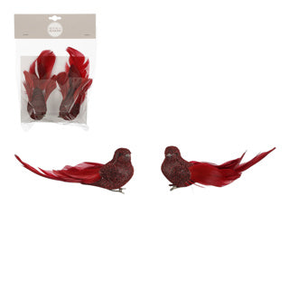 Clip Bird Red 2 pezzi - L8XB5XH6,5 cm