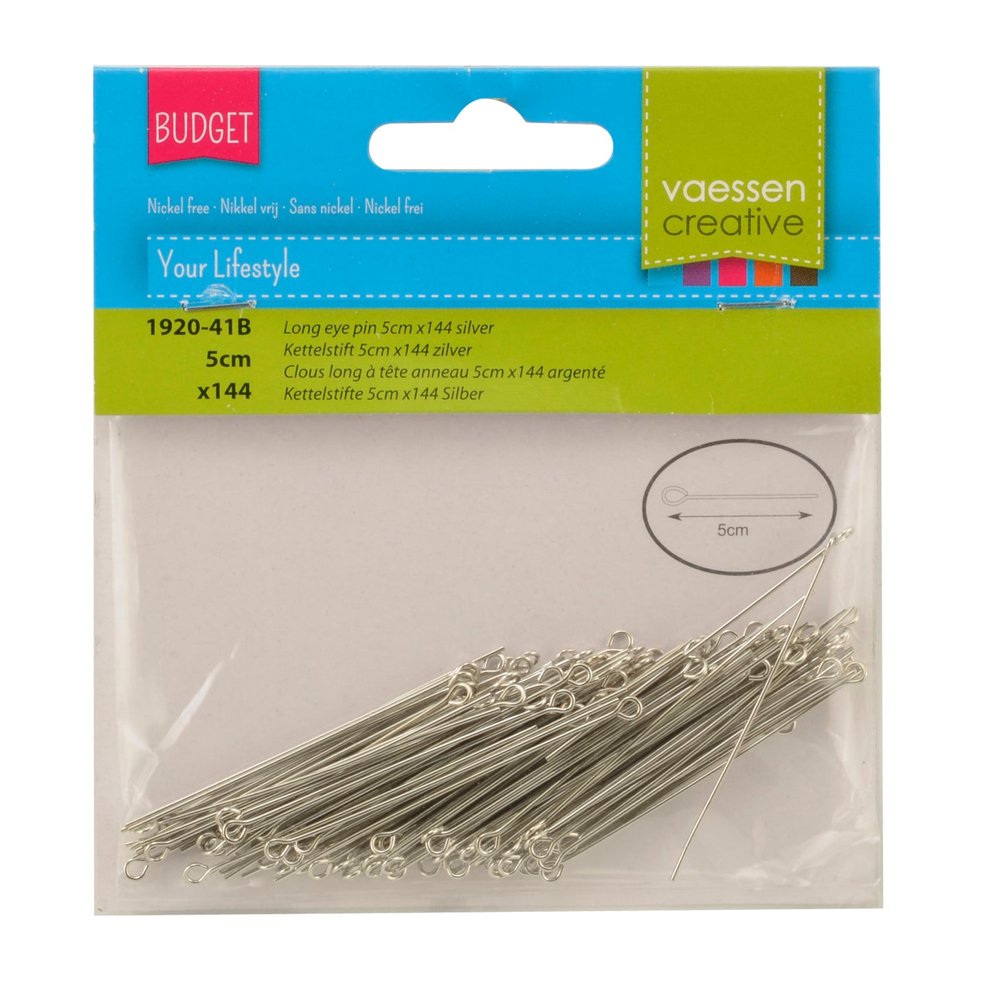 Vaessen creative • pasador de cadena 5cm 144ud plata