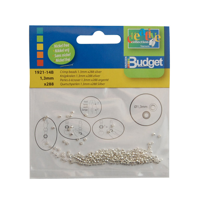 Vaessen creative • perline crimpate 13 mm 288 pezzi argento