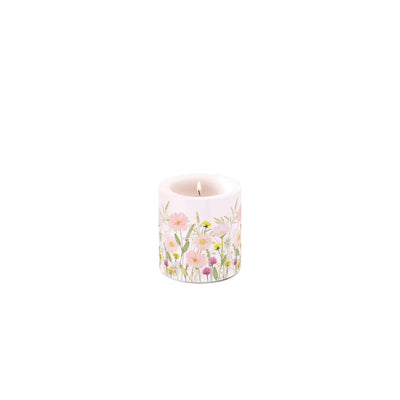 Vela ambiente pequeña flores pastel rosa