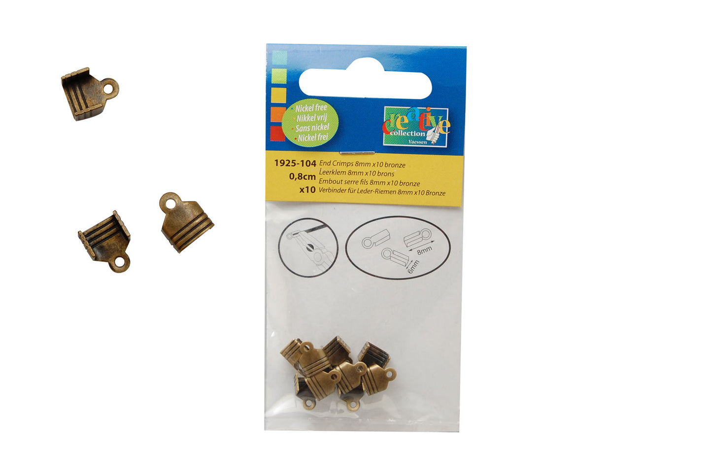 Vaessen creative • tappi terminali 10 pezzi bronzo