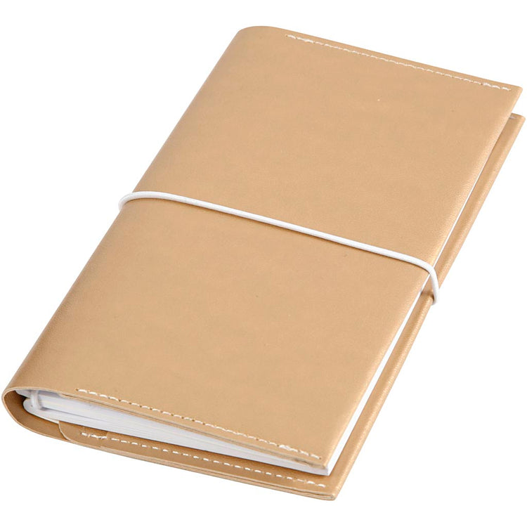 Planner bulletjournal, afm 10x18x1,5 cm, elastieksluiting, goud, 1 stuk