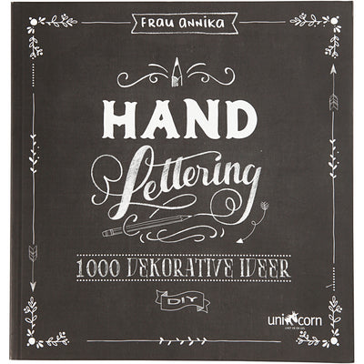 Letras a mano - 1000 ideas, tamaño 22x23 cm, grosor 2 cm, número de páginas 143, 1 pieza, texto en danés