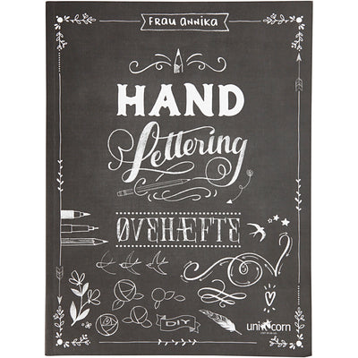 Letras a mano - ejercicios, medidas 21x28 cm, grosor 1 cm, número de páginas 63, 1 pieza, texto en danés
