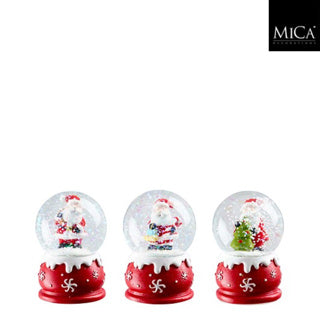 Decoración bola de agua Papá Noel rojo 3 surtidos - h6,5xp4,5cm | 4 piezas