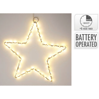 Stella senza fuoco 30 cm con LED argento | 3 pezzi