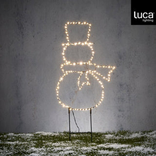 Edelman enchufe de jardín muñeco de nieve LED blanco cálido caja de batería para exteriores y temporizador - L30xH68.5cm