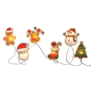 Decoración de ventanas Figuras navideñas de PVC Cable de luz x6LED Temporizador 2xaa 6 18h | 4 piezas