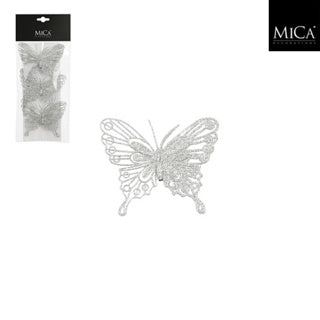 Edelman clip farfalla argento 3 pezzi - l10xl8cm | 4 pezzi