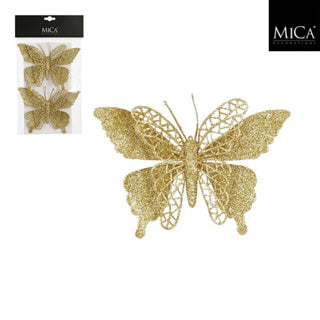 Clip Edelman farfalla oro 2 pezzi - l16xl11cm | 5 pezzi