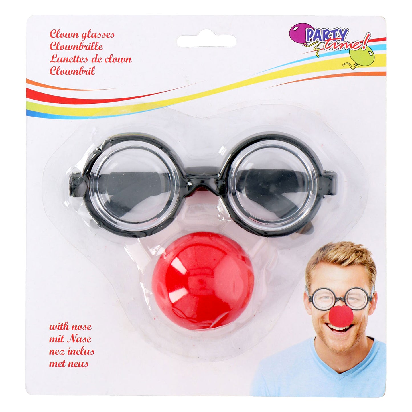 clown glasses and nose