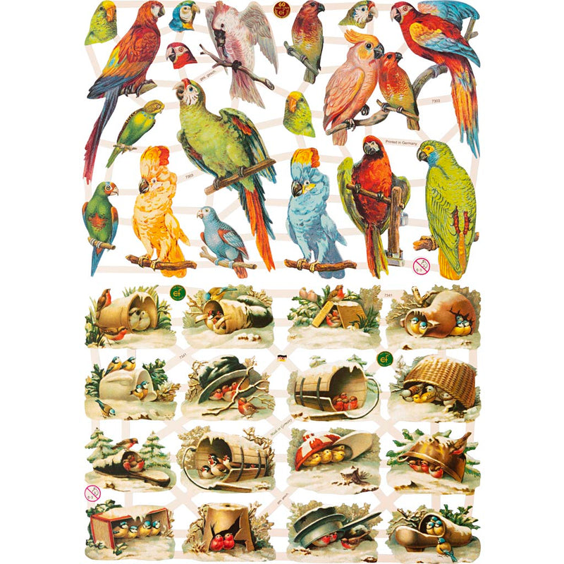 Vintage plaatjes, vogels, vel 16,5x23,5 cm, 2 vel 1 doos