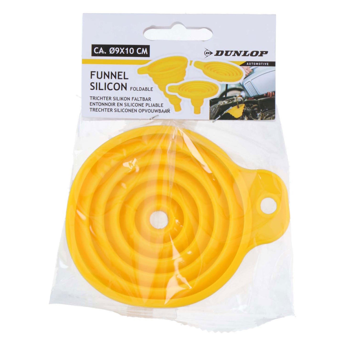 Embudo Dunlop plegable ø9x10cm amarillo