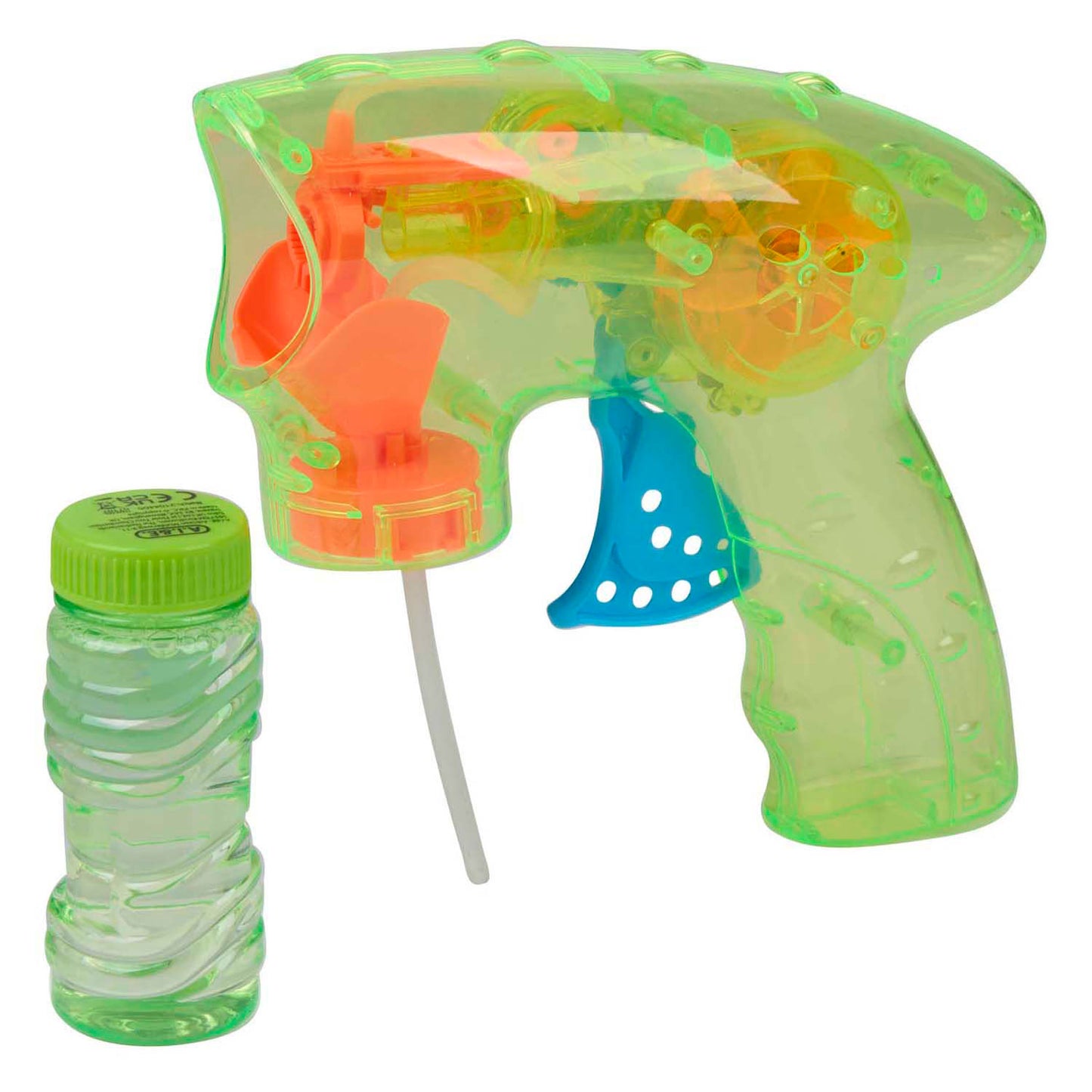 Pistola de burbujas con luz.