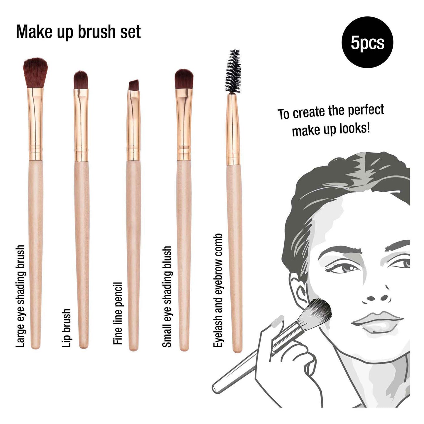 Pennelli per il trucco, 5 pz.