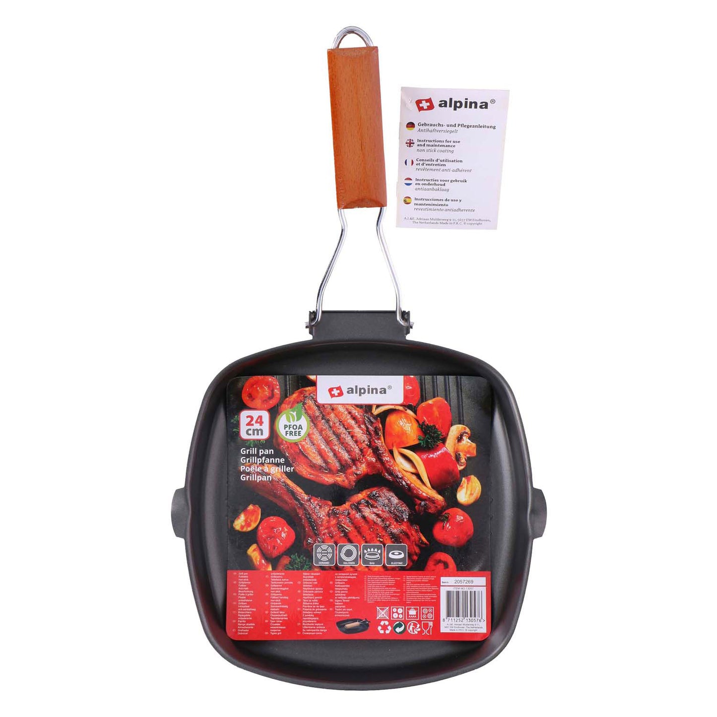Alpina inklapbare grillpan, 24x24cm