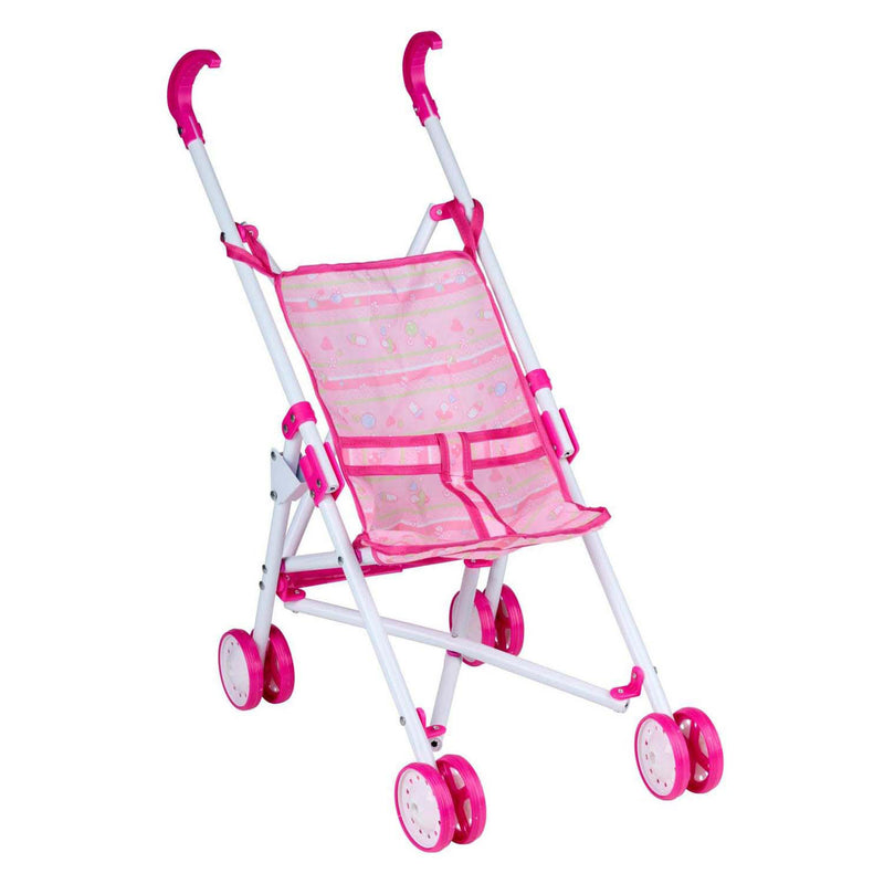 Cochecito de muñecas blanco y rosa