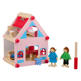 Houten poppenhuis met accessoires, 30dlg. - afbeelding 1