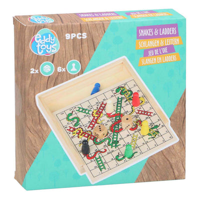 Juego de serpientes y escaleras de madera.