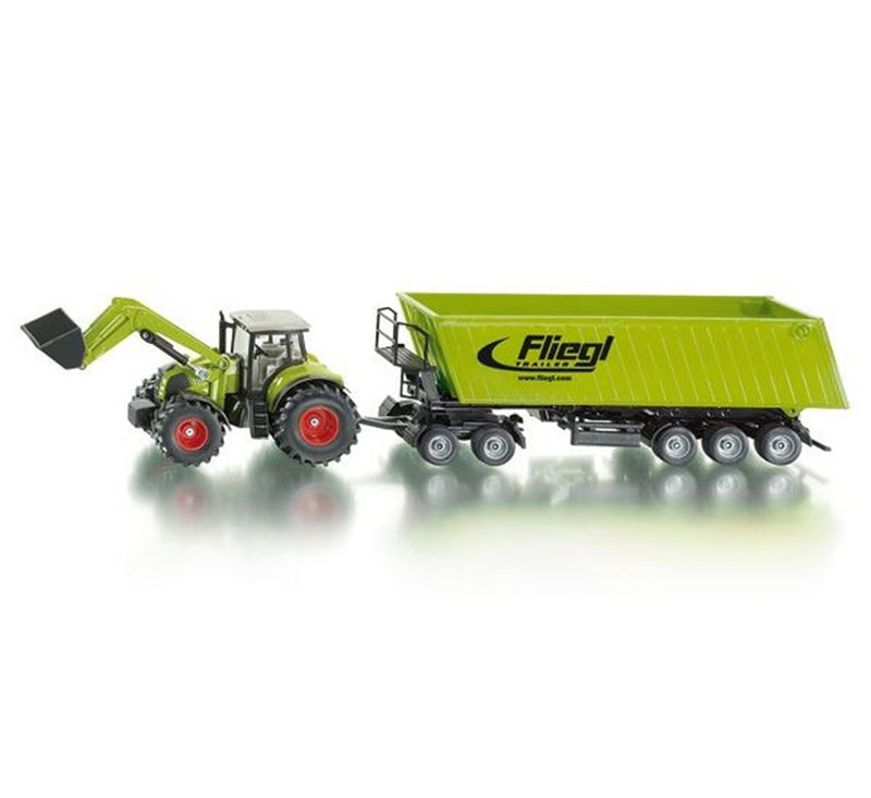 Tractor Siku 1949 con cargador frontal, Dolly y Kiepwagen 1:50