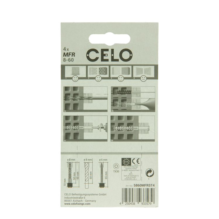 Celo 1065488 - multifunctionele raamplug mfr 8-60 sb tx | 5 stuks