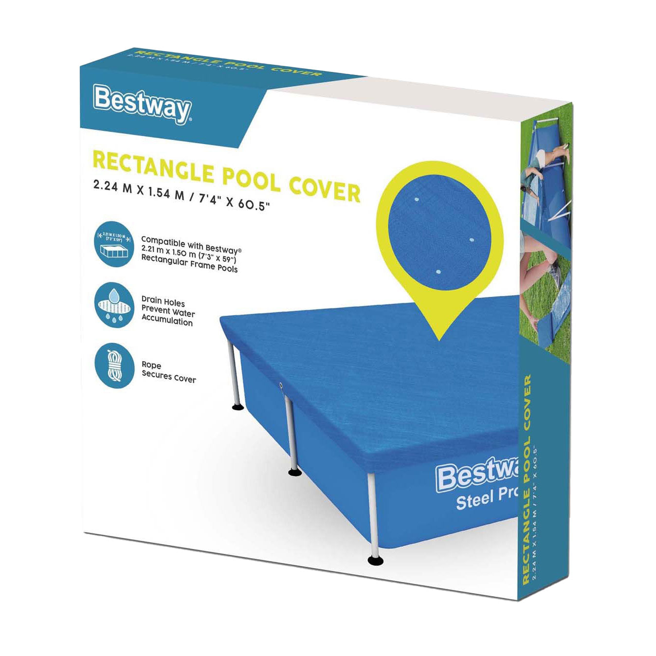 Rettangolo rettangolo di copertura in acciaio bestway 221 blu