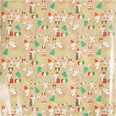 Carta da regalo Creative Company, scimmie festive, L: 50 cm, 80 gr, 100 m 1 rotolo