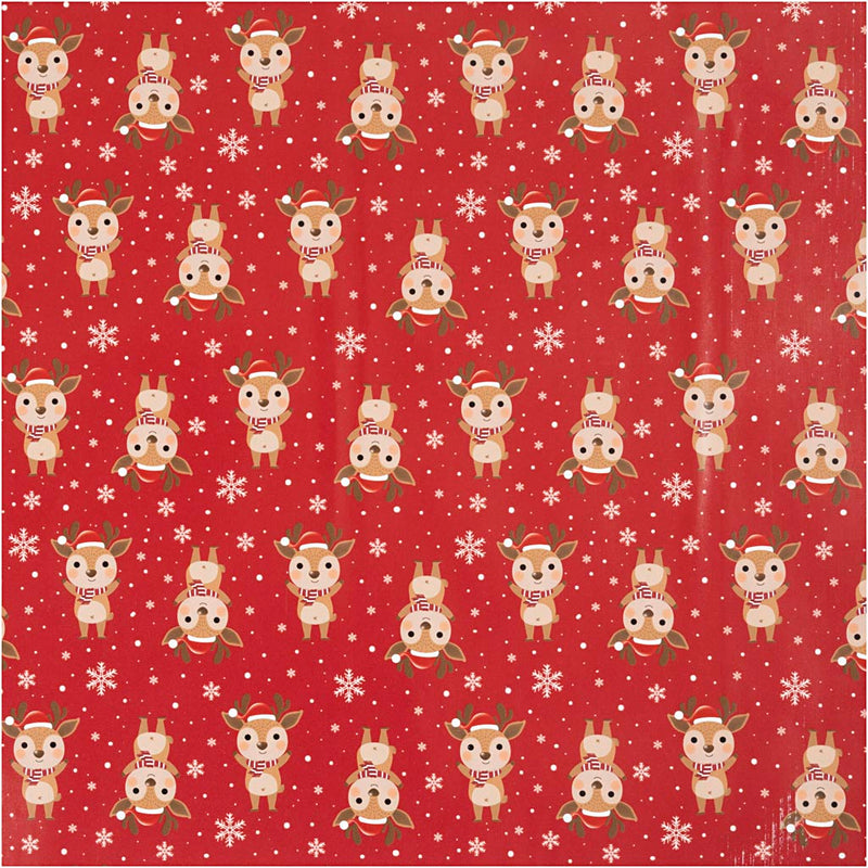 Carta da regalo aziendale Creativ, renna con sciarpa, l: 50 cm, 80 gr, rosso scuro, 100 m 1 rotolo