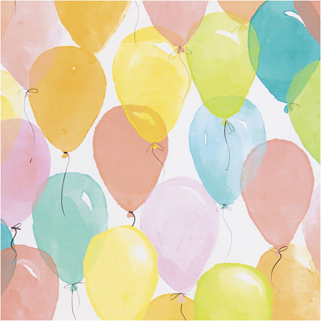 Papel de regalo Creativ company, globos, ancho: 50 cm, 80 gr, colores pastel, 5 m 1 rollo