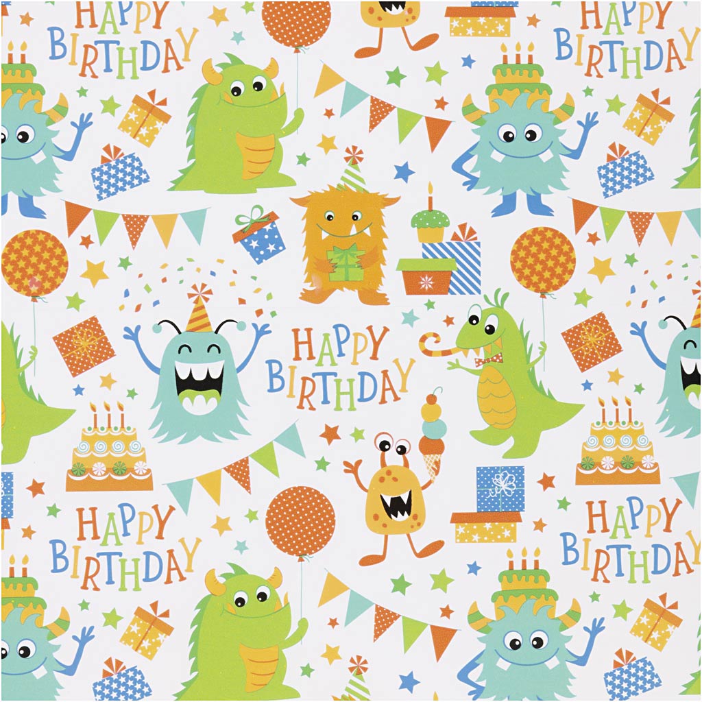 Carta da regalo aziendale Creativ, compleanno, l: 50 cm, 80 g, colori allegri, 100 m 1 rotolo