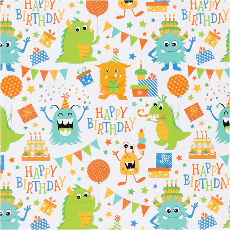 Papel de regalo de empresa Creativ, cumpleaños, ancho: 50 cm, 80 gr, colores alegres, 5 m 1 rollo